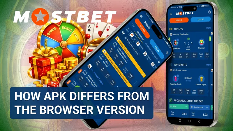 Differences between the APK app and the browser version of Mostbet on Android.