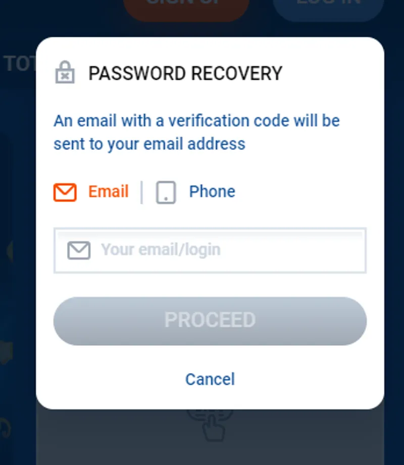 Password recovery form