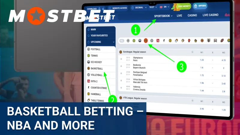 Mostbet basketball betting for Bangladeshi users, including NBA and other international leagues